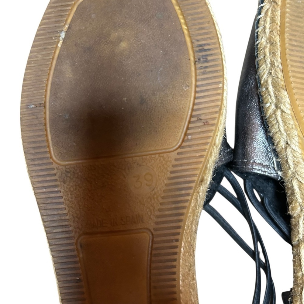 Toni Pons Metallic Silver Espadrille Sandals 39 Boho Leather Flats - Picture 5 of 10